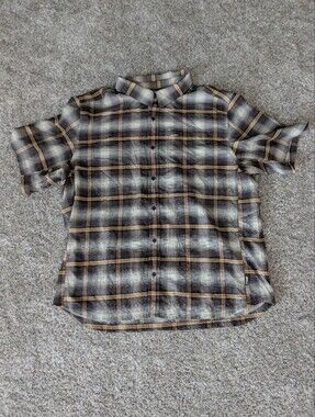 REI Co-Op Mens XL Plaid Performance Hiking Shirt Nylon Stretch Short Sleeve